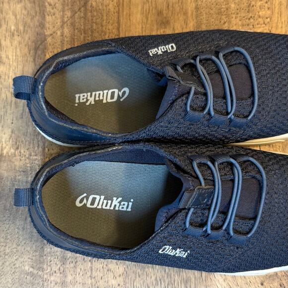 OluKai Alapa Li Boat Beach Shoes No Tie Casual Slip On Blue Kids Size 2 EU 34 - Picture 6 of 11